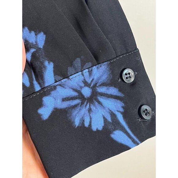 H & M Top Women 12 Blue Floral Western Boho Retro Classic Flowy Summer Concert - Picture 7 of 15